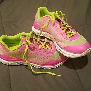 Pink and Green Under Armour Sneakers